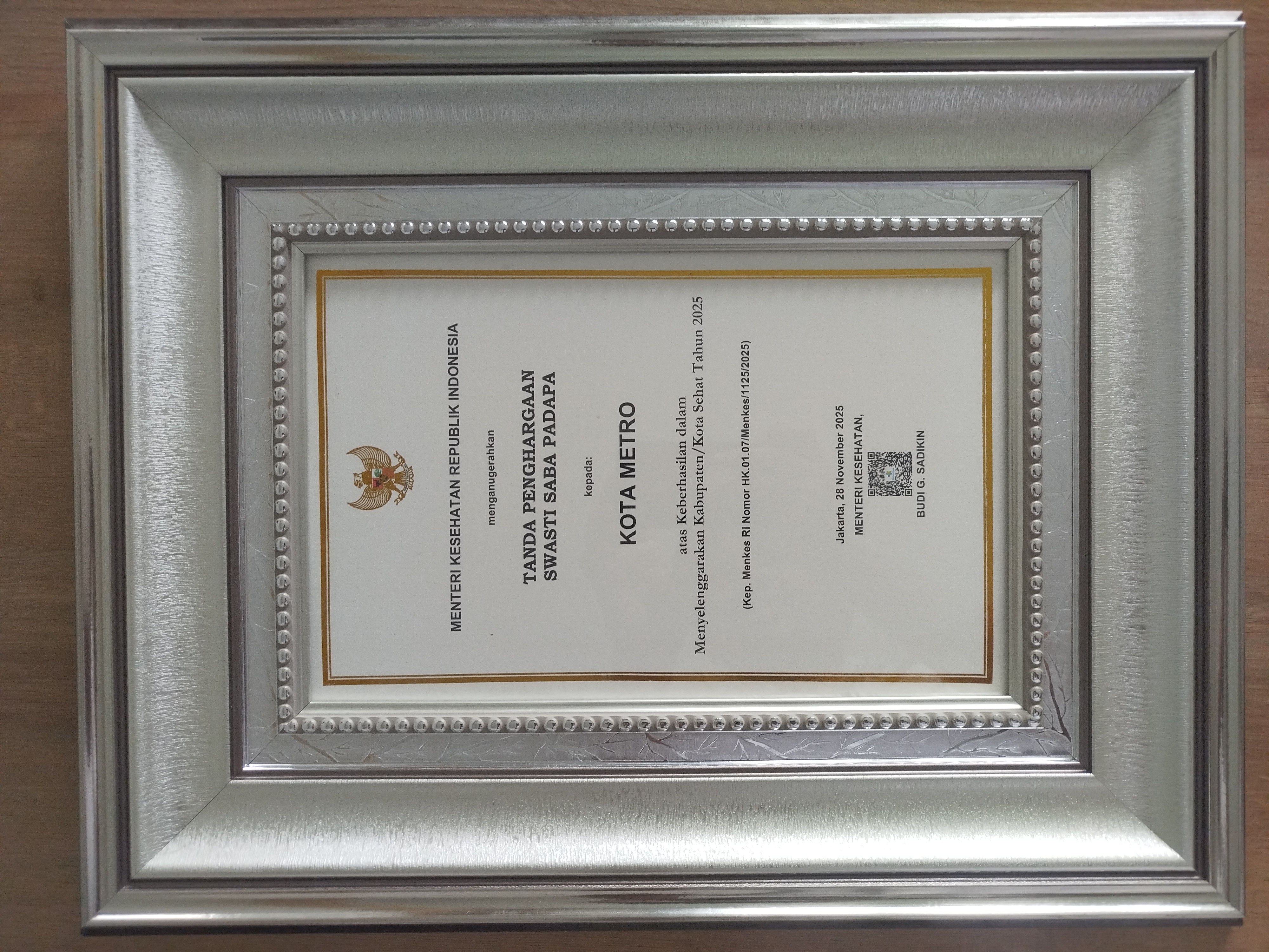 Swasti Saba Award/Kota Sehat Kategori Padapa