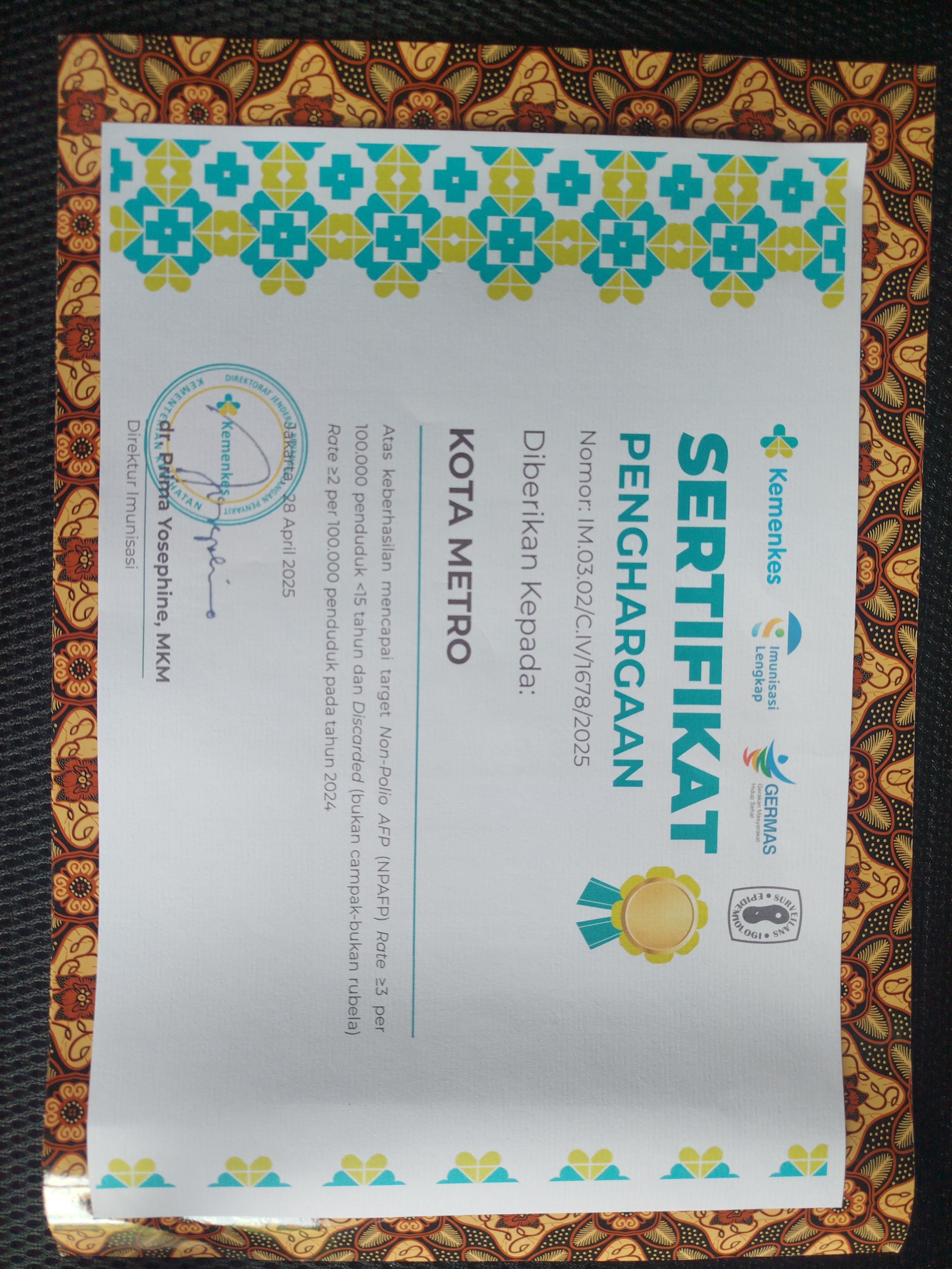 Capaian Target Terbaik AFP Non Polio (NPAFP) - Kementerian Kesehatan RI