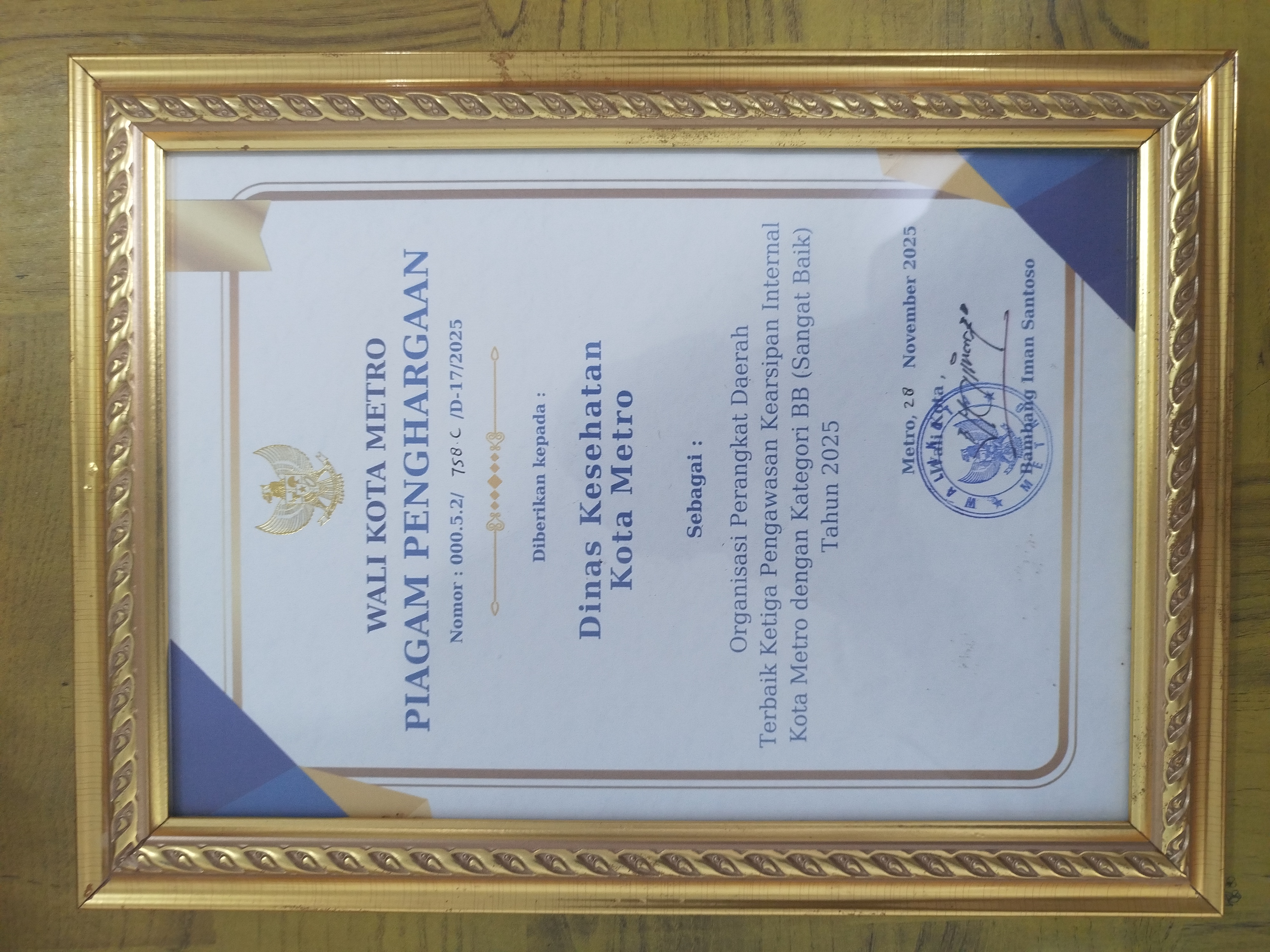 OPD Terbaik ke-3 - Pembinaan Kearsipan Internal 2025