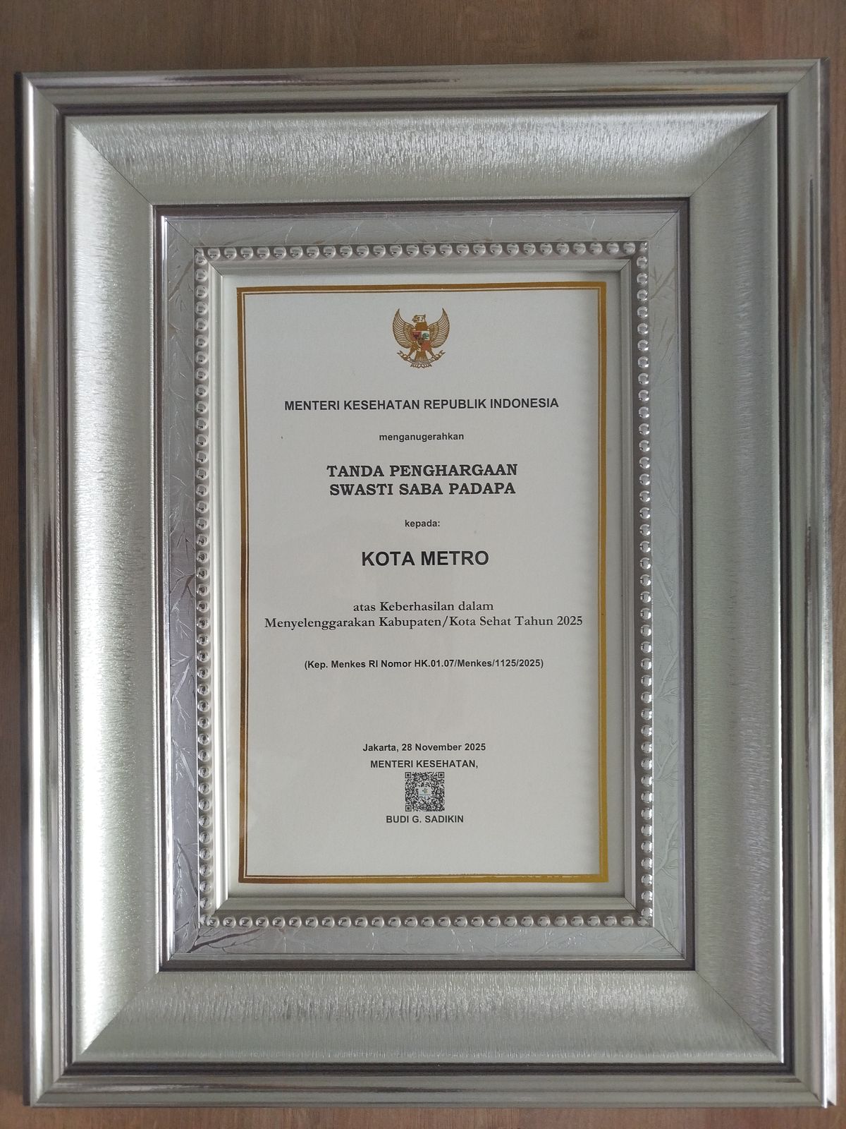 Swasti Saba Award/Kota Sehat Kategori Padapa