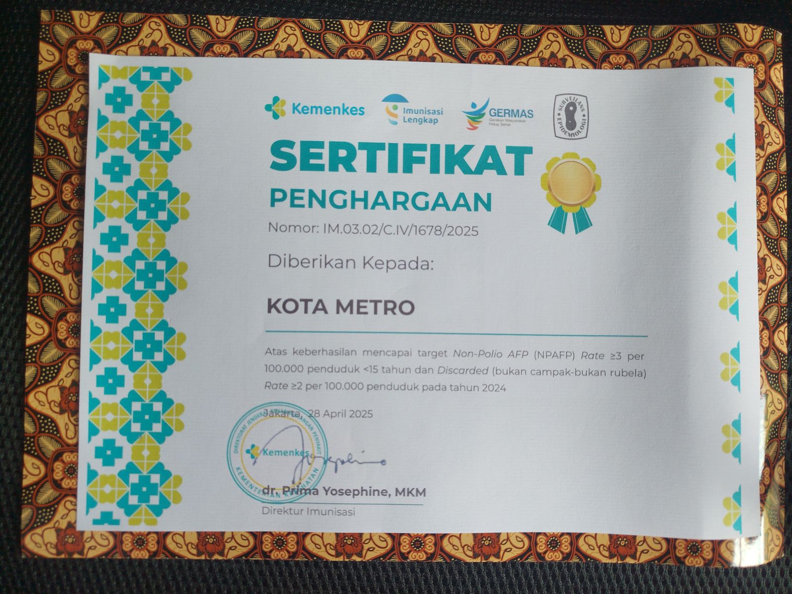 Capaian Target Terbaik AFP Non Polio (NPAFP) - Kementerian Kesehatan RI